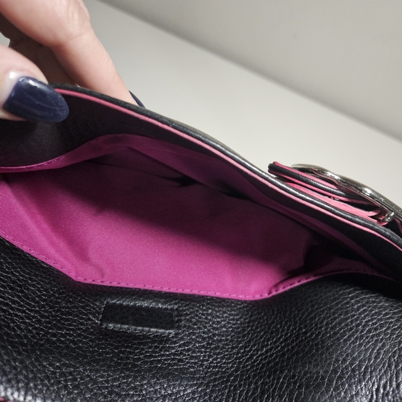 Cole Haan Pebble leather black satchel/tote with pink trim - Picture 12 of 13